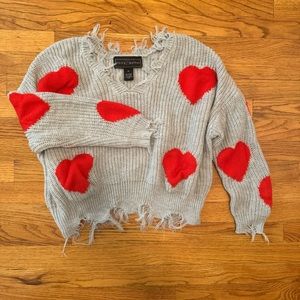 Polly & Esther Cropped Heart Sweater